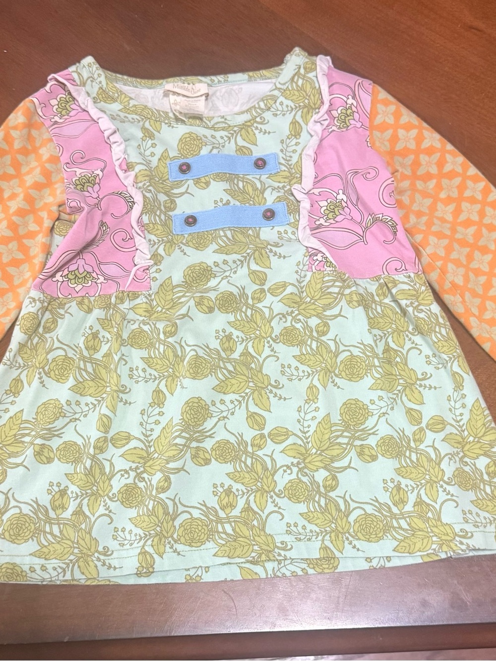 Matilda Jane Mint, Yellow, Pink & Orange Floral Patchwork Long Sleeve Tee